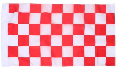 Yardwe Bandiera a scacchi rossa e bianca - 96x64 cm, in poliestere, per auto da corsa, per giardino, cortile, prato, patio, casa, dormitorio.