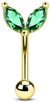 Agrewd 16G Rook Piercing Schmuck Grün CZ Augenbrauen Piercing Curved Barbell 316l Chirurgenstahl Helix Knorpel Ohrring Stange Daith Tragus Schmuck Rook Augenbrauenpiercing für Frauen 8mm