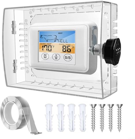Wall Mounted Thermostat Lock Box with Built In Combination Lock, Clear PC Protective Cover with Ventilation, Compatible with Standard Home Heating and Cooling Controls