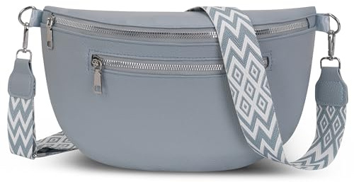Bauchtasche Damen Umhängetasche Veganes Leder Crossbody Bag Brusttasche | Handtasche Gürteltasche mit Verstellbar Abnehmbar Breiter Gurt