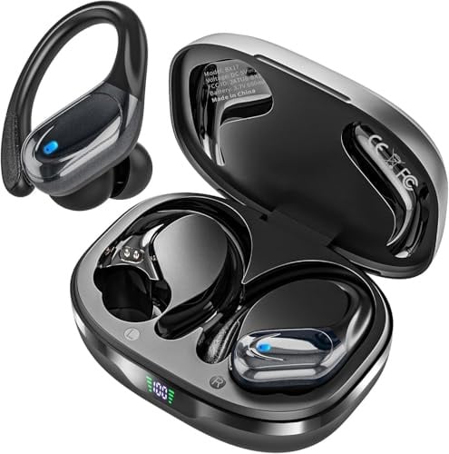 HAOYUYAN Wireless Earbuds, Sports Bluetooth Headphones, 80Hrs Playtime Ear Buds with LED Power Display, Noise Canceling Headset, IPX7 Waterproof Earphones for Workout/Running