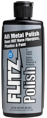 Flitz Metal Polish and Cleaner Liquid for All Metal, Also Works On Plastic, Fiberglass, Aluminum, Jewelry, Sterling Silver: Great for Headlight Restoration and Rust Remover, 3.4 oz
