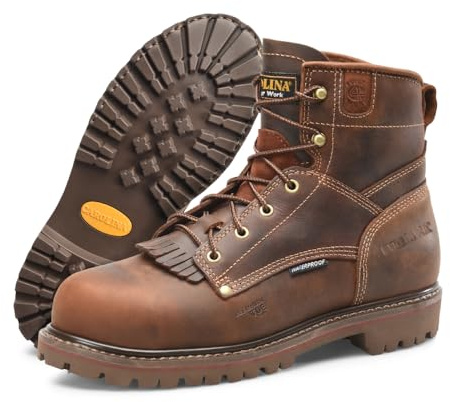 Carolina 28 Series 6 Composite Toe Work Boots for Men - Waterproof Slip-Resistant Work Shoes - Orthopedic Footwear - Triple-Rib Steel Shank - Non-Metallic Safety Toe - Medium Brown - 10 X-Wide