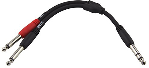 Pig Hog Solutions PYS214M 6-inch Y Cable Stereo 1/4-inch TRS (Male) to Dual Mono 1/4-inch (Male) Heavy Duty Molded Connectors Tough PVC Exterior