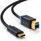 deleyCON 1,5m USB 3.0 Câble D'imprimante Câble de Scanner - Connecteur type 3.1 - USB C à USB B - Câble de Données à 5 Gbit/s par Exemple Ordinateur Imprimeur Disque dur Externe - Noir