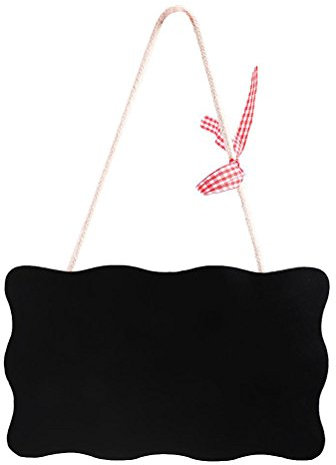 ULTNICE Pancarte en Ardoise pour Porte de Réception - Noir, 18cm x 11cm x 1cm - Bois - Hanging Blackboard Sign - Rectangulaire - 1 unité