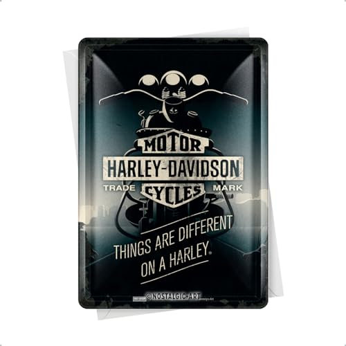 Nostalgic-Art Carte de vœux rétro en tôle Motif Harley Davidson Different 10 x 14 cm