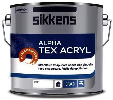 SIKKENS ALPHA TEX ACRYL NEW BIANCO 5 LITRI NUOVA FORMULA MAXI COPERTURA