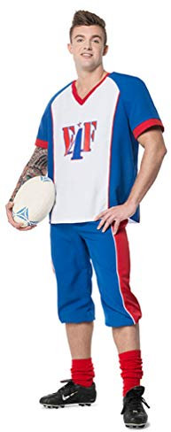 Karneval-Klamotten American Football Kostüm Football-Spieler USA Quarterback blau weiß rot Fasching Herrenkostüm