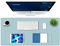 K KNODEL Tischunterlage, Schreibtischunterlage, 90 x 43cm PVC Tischunterlage, Laptop Tischunterlage, wasserdichte Schreibunterlage für Büro- oder Heimbereich, doppelseitig (Hellblau/Silber)