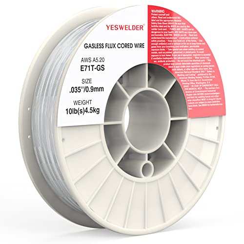 YESWELDER Flux Core Gasless MIG Wire, E71T-GS Mild Carbon Steel .035-Inch Diameter 10-Pound, Strong ABS Plastic Spool Welding Wire