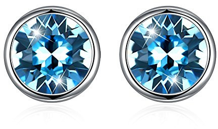 Hasnsofie Silber Ohrstecker 925 Ohrringe, 925 Sterling Silber Blau Ohrstecker 8mm Rund Klein Ohrringe, Unisex Hypoallergen Ohrschmuck für Damen Herren Mädchen Jungen