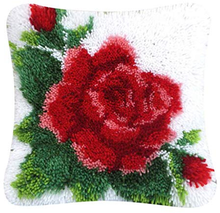 B Blesiya DIY Knüpfkissen mit Knüpfhaken, Selber Knüpfen Kissen Blumen Muster für Kinder, Erwachsene - 4