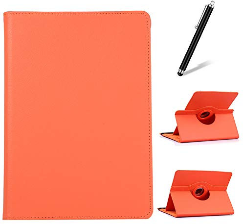 Artfeel Cover per Samsung Galaxy Tab 2 10.1 GT-P5100 P5110 P5113,Girevole 360 Gradi di Rotazione Supporto Custodia,Visualizzazione Multi-Angolo Sottile Leggero PU Pelle Flip Cover,Arancia