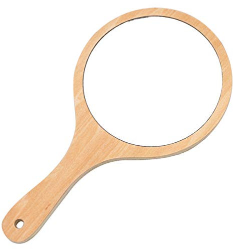 TheStriven Salon Friseur Handspiegel Rundschreiben Handspiegel mit Holz Griff Holz Rund Handspiegel Salon Runde Holz Spiegel Make up Spiegel für Make up Haare Schneiden Rasieren Salon Gesichtspflege