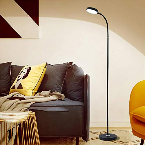 ANKBOY® LED Stehleuchte 360° Flexibler Schwanenhals Moderne Stehlampe, Innen Beleuchtung Deckenfluter Standleuchten mit Schalter und Stecker 1.5m Kabel, Tower Lichtsäule für Wohnzimmer Büro,Schwarz
