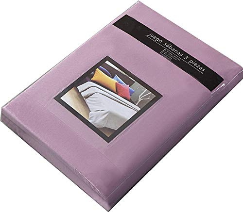 TIENDA EURASIA® Juego 3 Sábanas de Cama 90cm - Microfibra Transpirable - Tacto Suave (Cama 90-90x190/200cm, Lila)