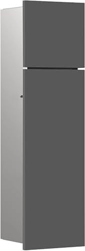 EMCO Asis Pure Unterputz-Schrankmodul, Badezimmerschrank als Toilettenpapierhalter & Klobürstenhalter, Hochschrank mit Push to Open-Funktion, grau matt Anschlag rechts, 975551503