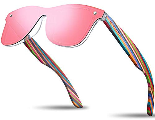 KITHDIA Polarizadas Madera Gafas De Sol Hombre/Mujer UV400 Protección S5029