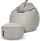 Green Bean 2er Set Indoor XXL Sitzsack + Hocker mit EPS-Perlen Füllung - Fußhocker Fußkissen Sitz-Pouf Bodenkissen Liegekissen Sitzkissen Lounge Chair Sitzhocker Relax-Sessel Bean Bag Silber Grau