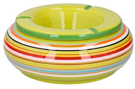 Bubble-Store XXL-Wind-Aschenbecher mit abnehmbarem Deckel, Keramik Sturmaschenbecher, Tischaschenbecher für den Innen- und Außenbereich (Ø 19 cm, Grün)
