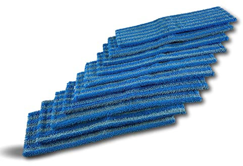 Lot de 10 serpillières pour balai Easy press | Frange microfibre à languette avec œillets 40 cm | 46*15 cm |Lavage tous types de sol | Lavante et dégraissante | Carrelage et parquet | Kibros 105701X10