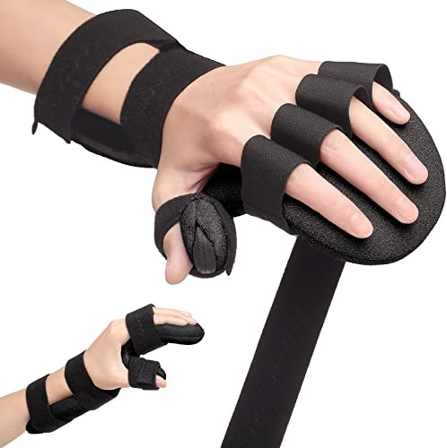 Ruhehandschiene, Schlaganfall Rest Handschiene,Nacht 5 Finger Schlafstütze, Fingerstabilisator Handgelenkbandage,für Muskelatrophie, Arthritis, Leichte Krämpfe, Karpaltunnelschmerzen,Linke,Rechte-L/XL