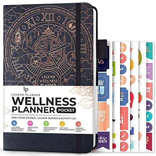 Legend Wellness Planner & Food Journal Pocket – Tägliches Diät- & Gesundheitstagebuch mit Gewichtsverlust, Messung & Übung Tracker – Lebensstil & Ernährung Tagebuch – Hält 6 Monate, 9,9 x 6,3 cm –