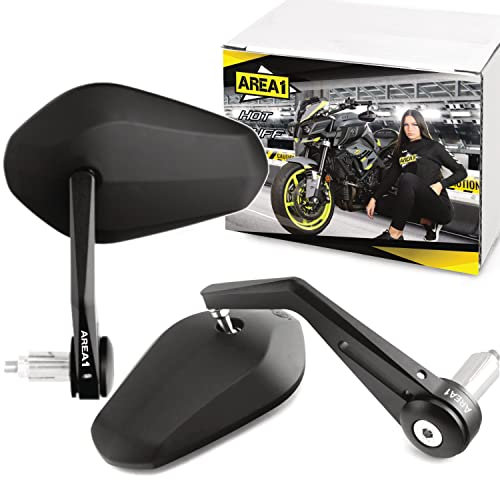 Area1 Motorrad Spiegel Lenkerendenspiegel CNC kompatibel mit M8 für Benzhou YY50 / Buffalo/Qingqi/Huatian (V47)