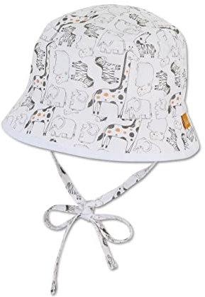 Sterntaler Baby Unisex Hut Baby Wende Fischerhut Safari Tiere - Baby Hut, Kopfbedeckung Baby Sommer, Sommerhut Baby - weiß, 49
