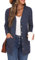 GRECERELLE Womens Cardigan Long Sleeve Open Front Cardigans Button Down V Neck Ribbed Knit Lightweight Outerwear with Pocket (Navy Blue, L)