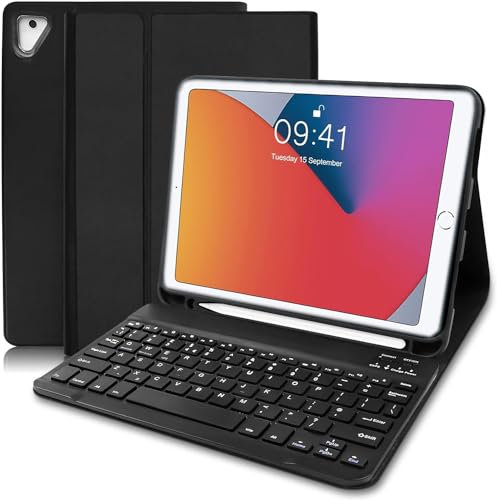 Lielax for iPad 9.7 Keyboard Case 6th Generation 2018 /5th Gen 2017 /iPad Pro 9.7 2016 - Detachable Wireless Keyboard Case with Pencil Holder, Keyboard with Case for iPad Air 2/1, iPad Pro 9.7, Black