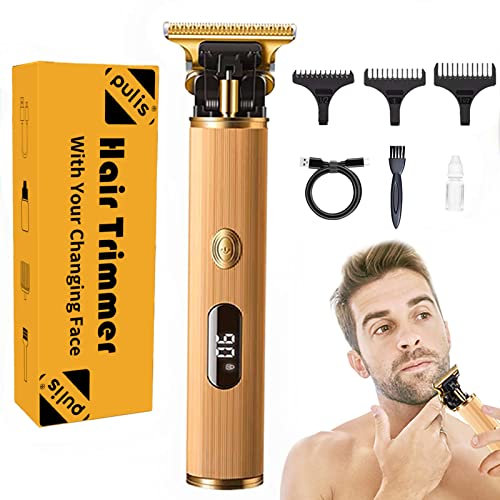 PULIS Cortapelos, Cortapelos de Precisión, Cortabarbas Eléctrico, Cortabarbas de 0mm con pantalla LED, Cortapelos recargable sin cable para hombres y peluqueros