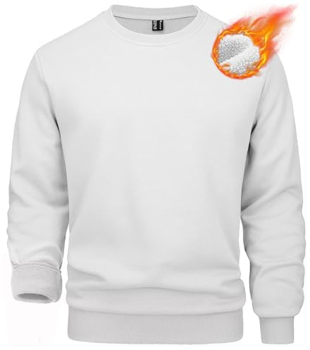 MAGCOMSEN Pullover Herren Warm Winter Gefütterte Sweatshirts Fleece Sweater | Rundhals Pulli, Ohne Kapuze, Hochwertiger Fleece-Futter,Warm Weich, Langarm Für Winter Herbst Arbeit&Outdoor Sport&Freizeit