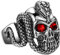 JewelryWe Schmuck Biker Herren-Ring Gothic Punk Schlange Totenkopf Schädel mit Rot Augen Ring Schlangenring Edelstahl Band Bandring mit Gravur Silber Größe 67