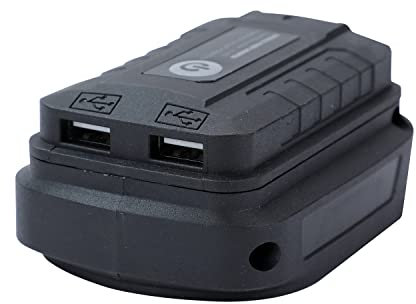 Aim Tools USB Adapter Compatible with Makita 14V - 21V Lithium-Ion Battery with LED Work Light and Dual USB Ports, 5V 2A Power Source Charger Adapter Converter 105300