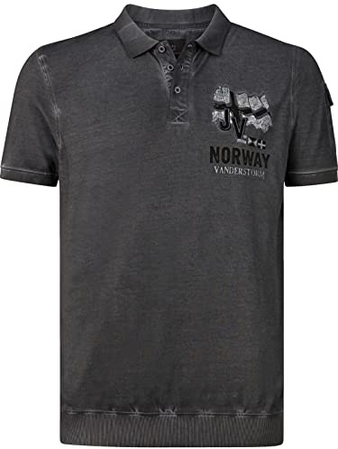 Jan Vanderstorm Herren Poloshirt Alsing | kurzarm, Knopfleiste|Tasche am linken Ärmel | Aufdruck | reine Baumwolle |große Größen L-7XL