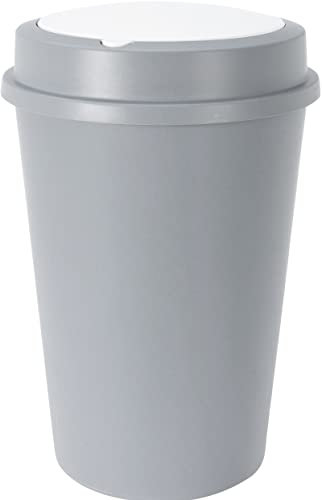 Muddy Hands 47 Litre Large Plastic Bin with Lid & Touch Top Opening - Home Kitchen Rubbish Waste Recycling Dustbin (Grey)