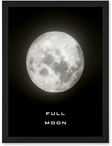 Artery8 Phases of the Moon Astronomy Full Moon Lunar Space Poster Artwork Framed Wall Art Print A4