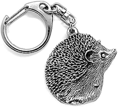 Porte-clés hérisson en étain avec pochette cadeau, Argenté., taille unique