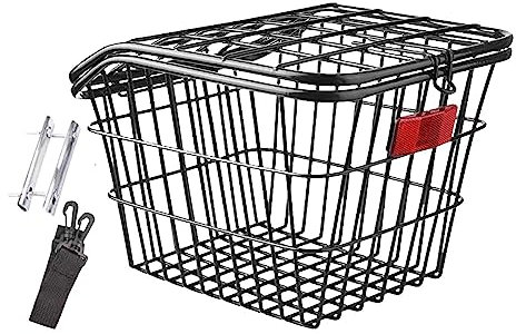Harilla Rear Bike Basket s Basket Black with Lid Storage Large Capacity Cargo Rack Cycling Rack Basket for Camping Outdoor