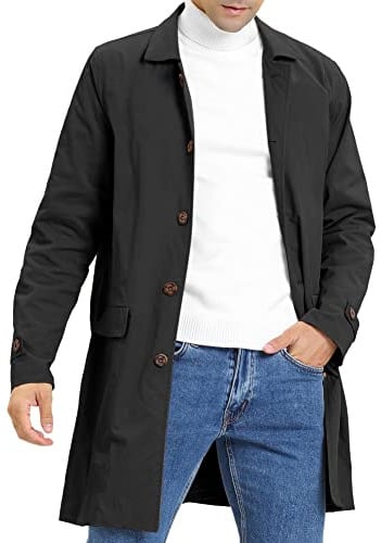 Feziakuk Trench uomo monopetto lungo cappotto leggero risvolto autunno inverno giacca mezza stagione