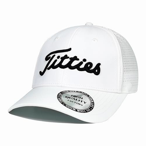 Bamveio Titties Golfmütze, Tittiess, für Herren und Damen, lustige Tittiess-Mütze, Weiß und Schwarz, 2. Weiß - 3, Einheitsgr��e