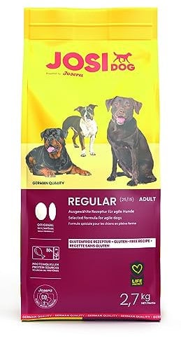 JosiDog Regular (3 x 2,7 kg) | Adult | Premium Trockenfutter für ausgewachsene & aktive Hunde | mit viel tierischem Protein | glutenfrei | Powered by JOSERA | Hundefutter | Alleinfutter | 3er Pack