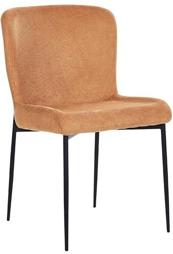 Esszimmerstuhl 2er Set Stoffbezug orange gestrickt Metallbeine schwarz Ada