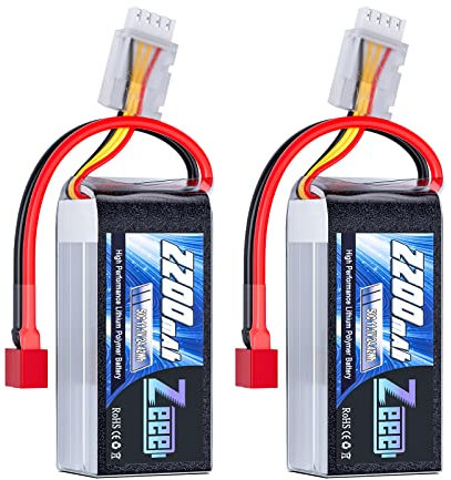 Zeee 3S Lipo Battery 2200mAh 11.1V 50C Shorty Pack Battery with T Plug for RC Car Truck Vehicles RC Boat RC Drone Airplane Quadcopter Helicopter FPV RC Hobby Models (2 Pack)
