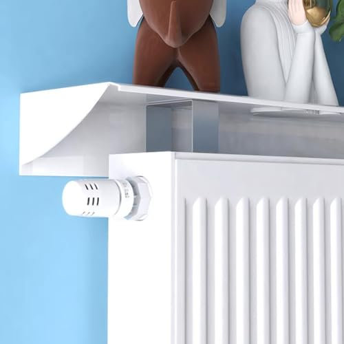 EUPXRHY Radiator Shelf No Drilling, Metallic Over Radiator Shelf 60/70/80/90/110/120/130cm, Heating Cover 145mm Wide, Radiator Cover White for Offices Living Rooms Kitchens Radiator,80cm