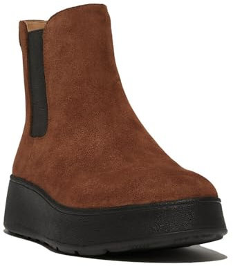 Fitflop Stivali Chelsea Flatform in Camoscio F-Mode, Donna, Rich Brown, 37 EU