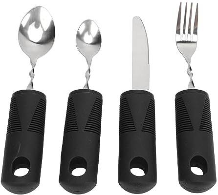 Utensilios Pesados para Pacientes con Temblores y Parkinson – Juego de Cubiertos de Acero Inoxidable Pesado, Cubiertos Adaptables para Comer que Ayudan a los Temblores de
