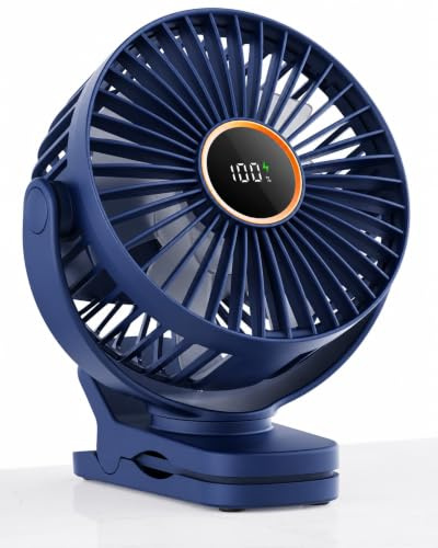 TUNISE Ventilatore a Pinza USB Ricaricabile, Mini Ventilatore Silenzioso con Batteria 2000 mAh, 3 Velocità, Ventilatore Portatile per Ufficio, Passeggino, Camera da Letto e Campeggio